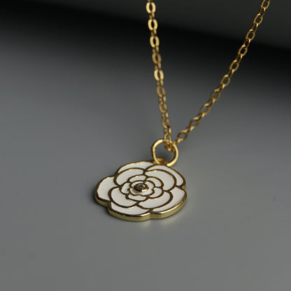 SHOA S925 Silver Vermeil Plated Flower Necklace