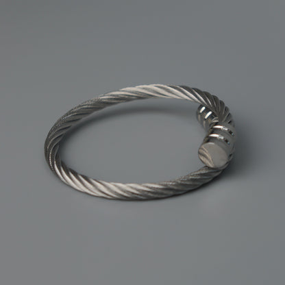ZAE Silver Twisted Flexible Bangle For Women Men Unisex