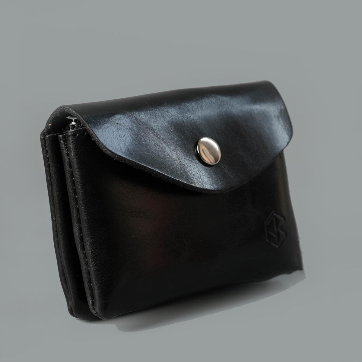 HB Wallet Black Leather Coin Purse Multi-Compartment Fashion Card Wallet for Men and Women WLT0002