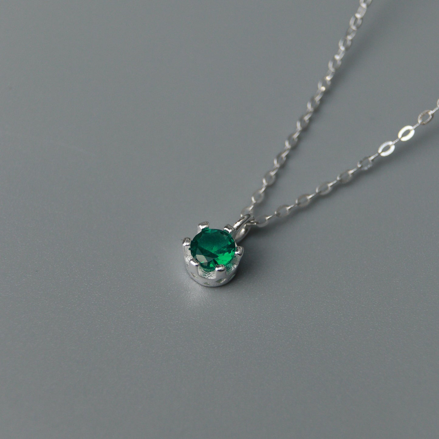 Birth Month Stones S925 Silver Pendant Chain Necklace for Women