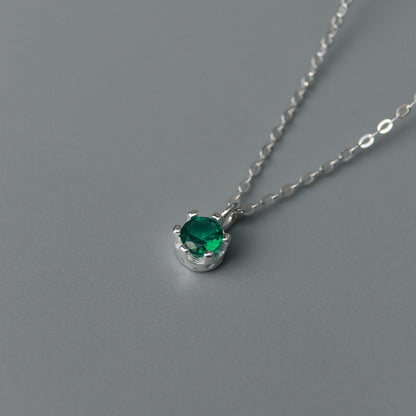 Birth Month Stones S925 Silver Pendant Chain Necklace for Women