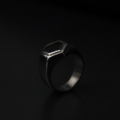 HB Men Jewelry CARLO 14mm Hexagon Silver Center Wide Ring For Men's