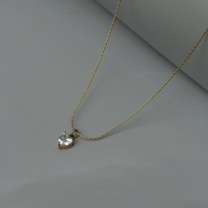 MARJ Heart Pendant Glass Thin Link Chain Necklace