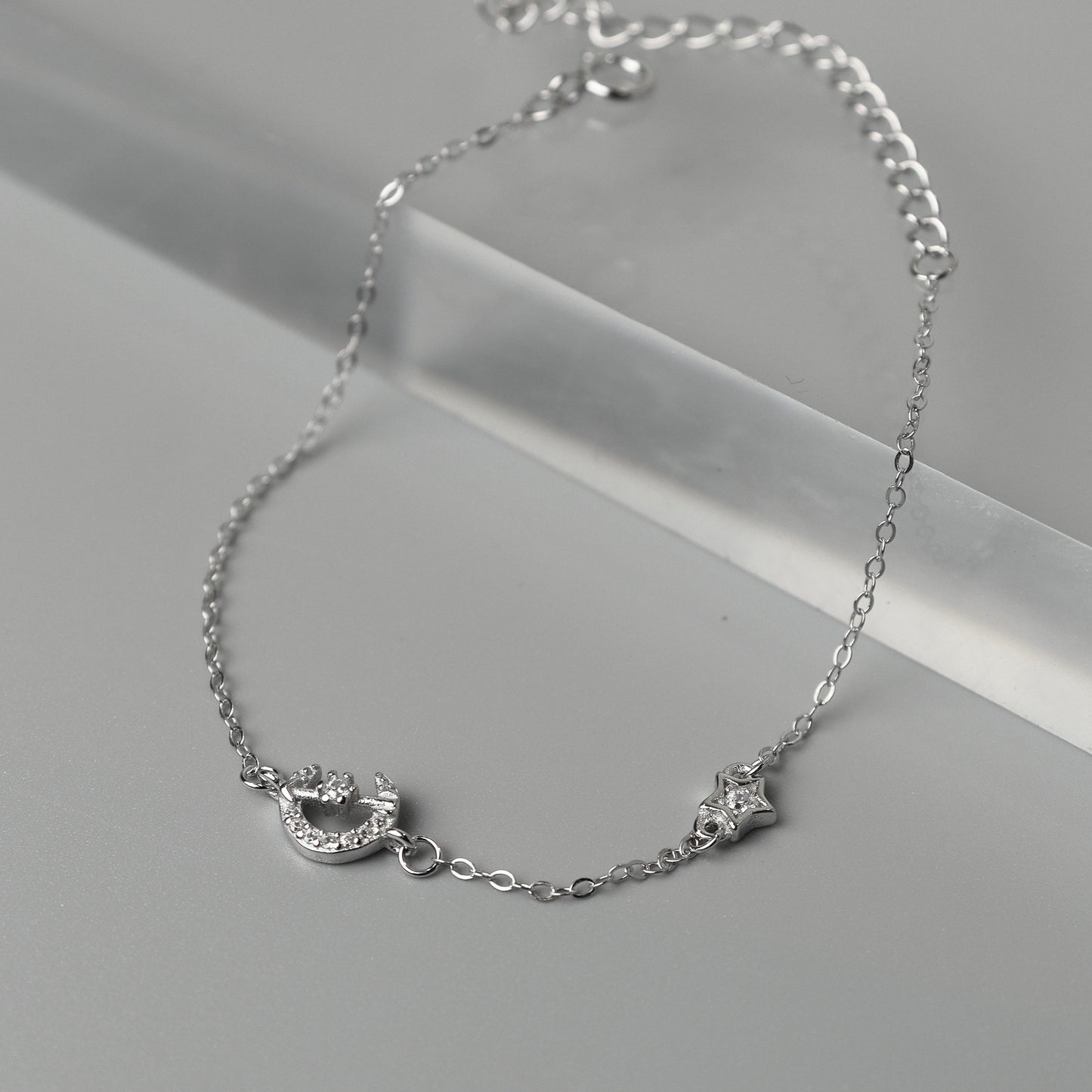 SORVANE S925 Silver Cupid's Arrow Crescent Moon Star for Women Men Bracelet