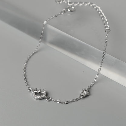 SORVANE S925 Silver Cupid's Arrow Crescent Moon Star for Women Men Bracelet