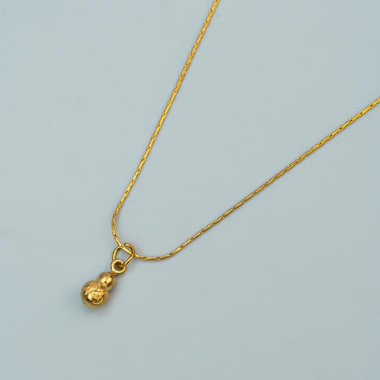 BINNIE Mini Gourd Unique Engraved Pendant Bone Chain Necklace For Women's