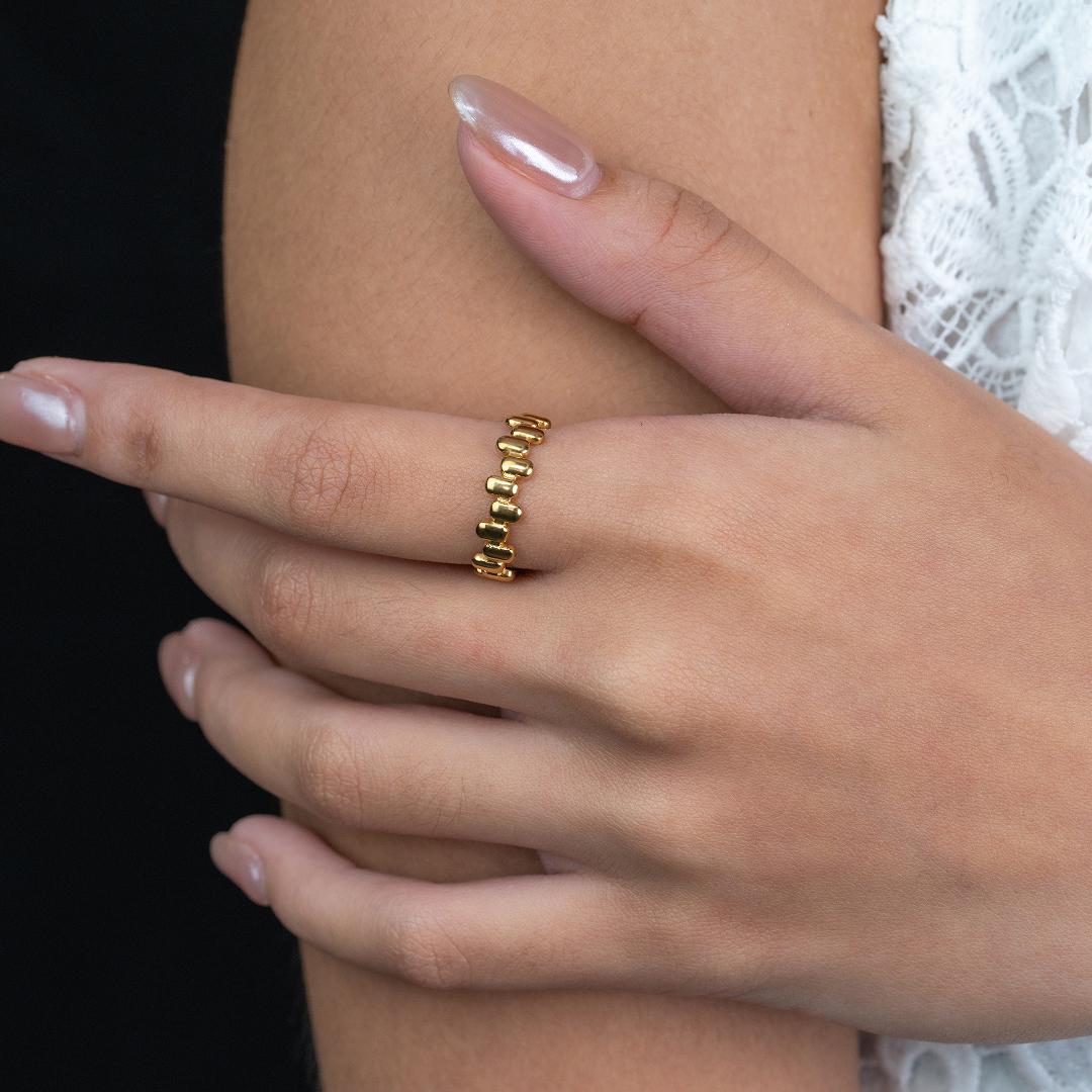 VION Uneven Rectangle Hip-Hop Adjustable Ring for Women