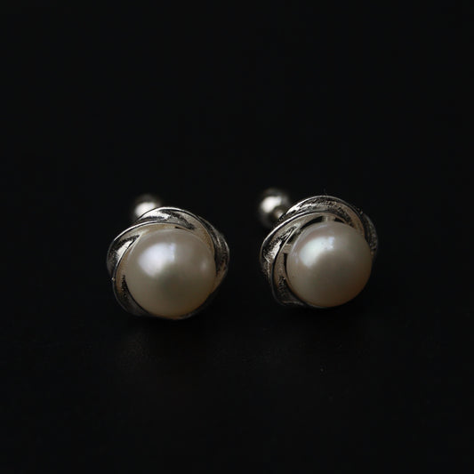 COREA S925 Silver Synthetic Pearl Stud Earrings Women's