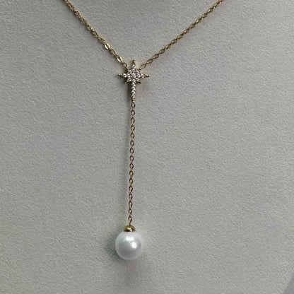 ORBELLEA-PERLUNE Synthetic Pearl Drop Chain Necklace For Women's