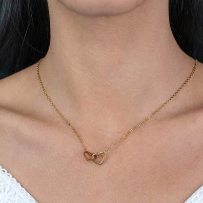 EVEN Gold/Silver Tangled 2 Hollow Heart Pendant Chain Necklace For Women's