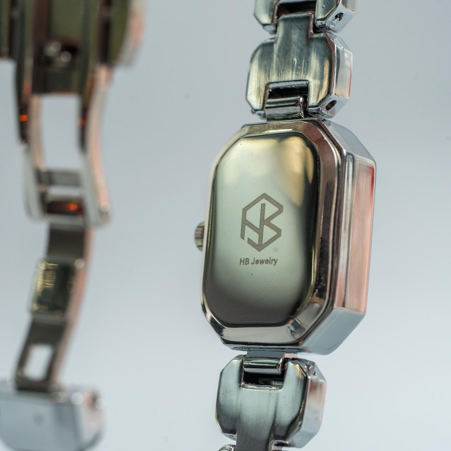 LYKA Silver Rectangle White Pearl Minimalist Women’s Watch Fashion