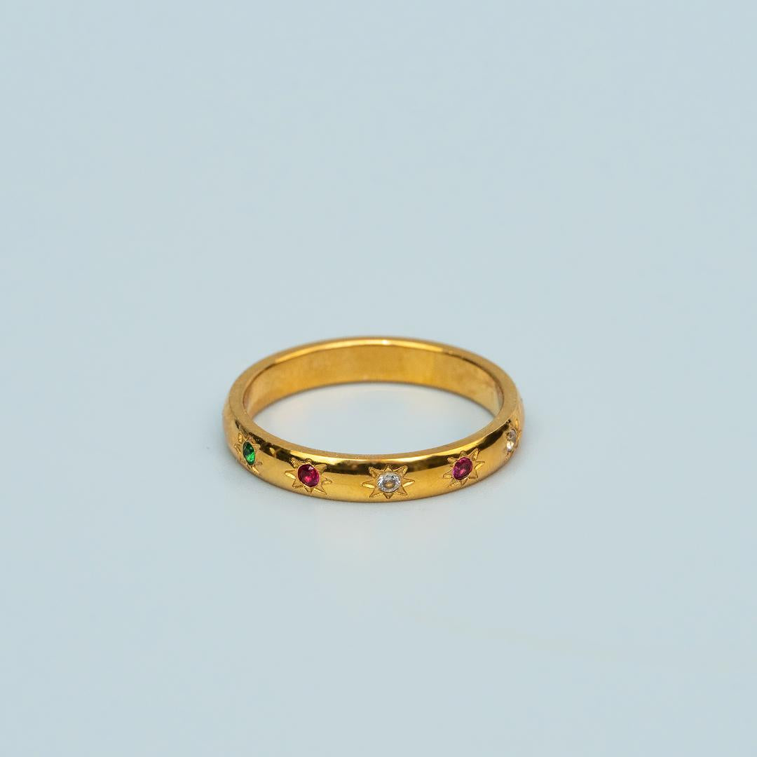 COL Colorful Star Embedded Ring for Women