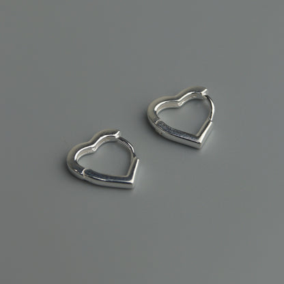 DEAN S925 Silver Mini Heart Clip Earrings