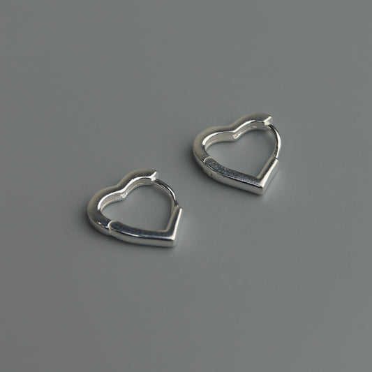 DEAN S925 Silver Mini Heart Clip Earrings