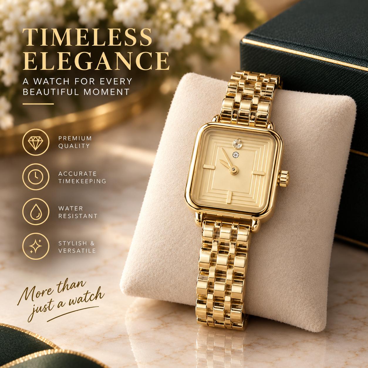 ZUNEL Square Quadrilateral Watch Face Dial Women's Minimalist Fashion Watch