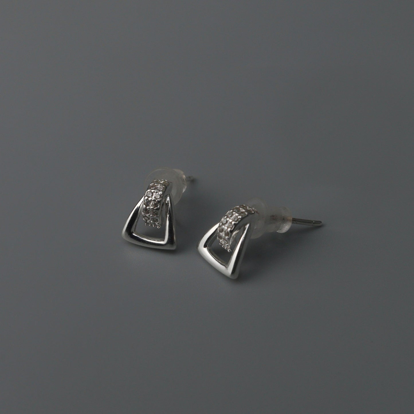 ATHARV S925 Silver Geometric Triangle Stud Earrings