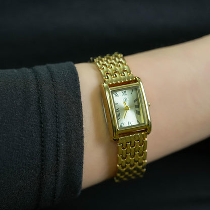 ZORIN Gold Rectangle Roman Numerical Women's Fashion Watch