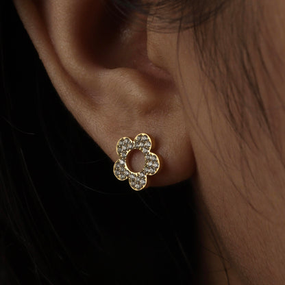 NICA Daisy Flower Embedded 10mm Stud Earrings for Women