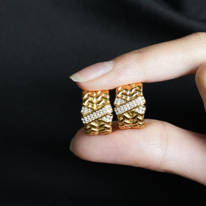 AUREX 15mm C Shaped Braided X Hoop Earrings for Women's