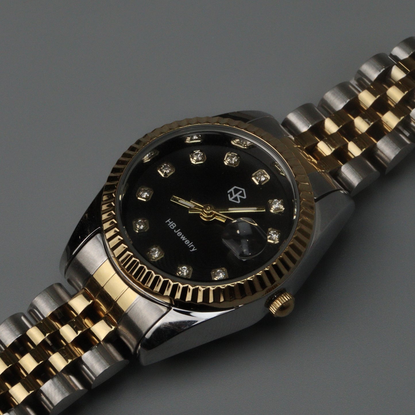 MAUDE Two-Tone Black Dial Quartz Thin Strap Fashion Watch