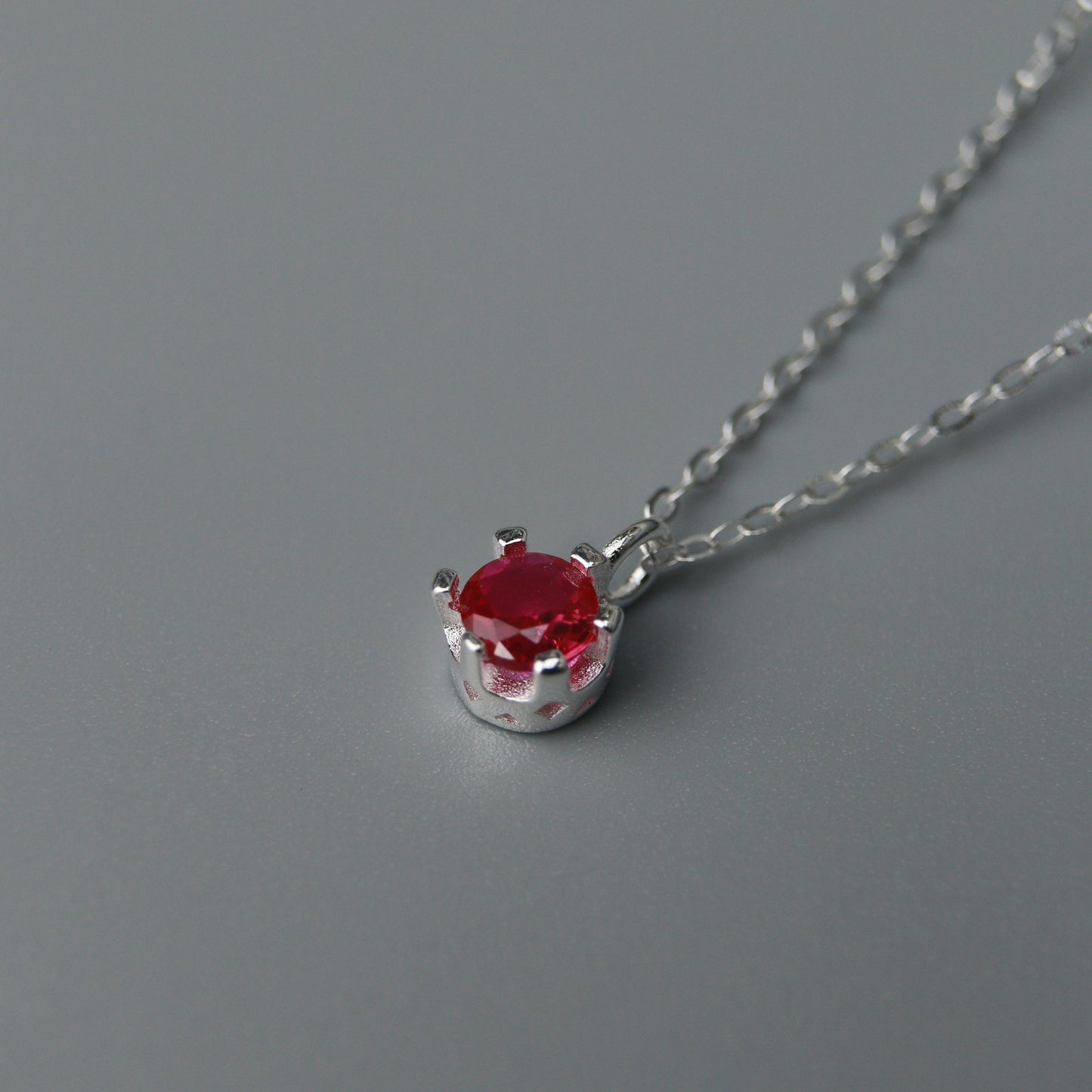 Birth Month Stones S925 Silver Pendant Chain Necklace for Women