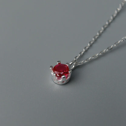 Birth Month Stones S925 Silver Pendant Chain Necklace for Women