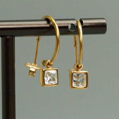 BRILLIANCE STONE Hoop Drop Earrings for Women's