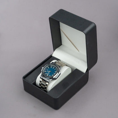 CALYTHON Navy Blue Square Silver Strap Men's Watch