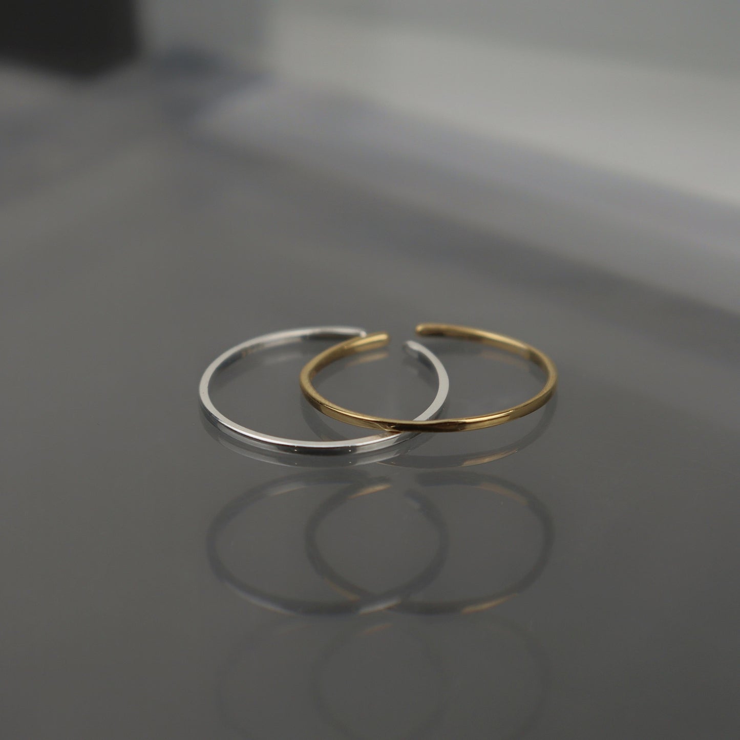 JAX S925 Silver Vermeil Thin Open Adjustable Ring for Women