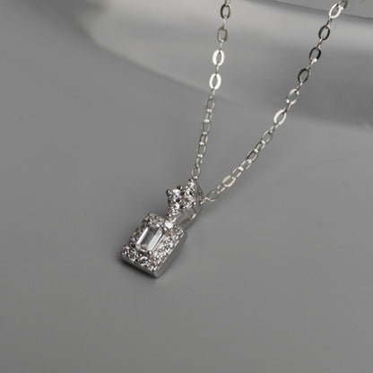 EMMIE S925 Silver Mini Rectangle Pendant Chain Necklace for Women