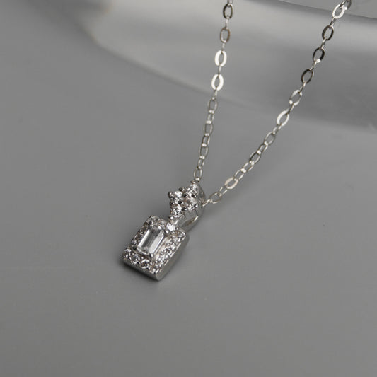 EMMIE S925 Silver Mini Rectangle Pendant Chain Necklace for Women