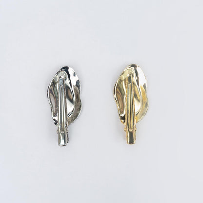 Hair Clip CRYST Gold and Silver Pair Irregular Melted Leaf Snap Clip for Women