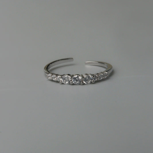 PALMER S925 Silver Center Embedded Open Adjustable Ring