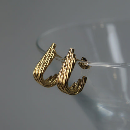 GALE 3 Layered Twisted J-Shaped Stud Earrings
