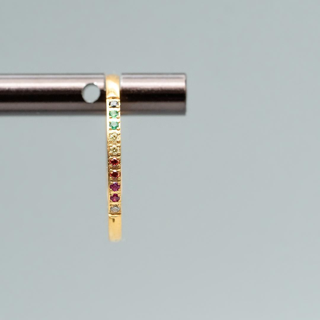 HIELLE Colorful Centered Embedded Thin Ring for Women