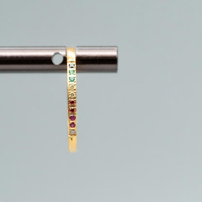 HIELLE Colorful Centered Embedded Thin Ring for Women
