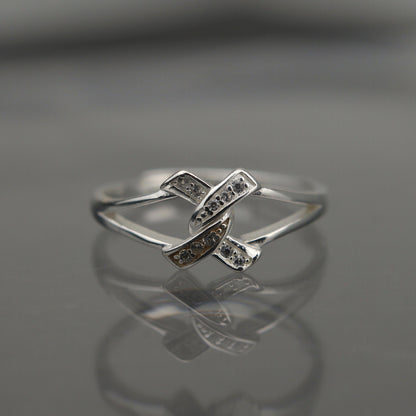 MIRA S925 Silver X Knot Adjustable Ring for Women