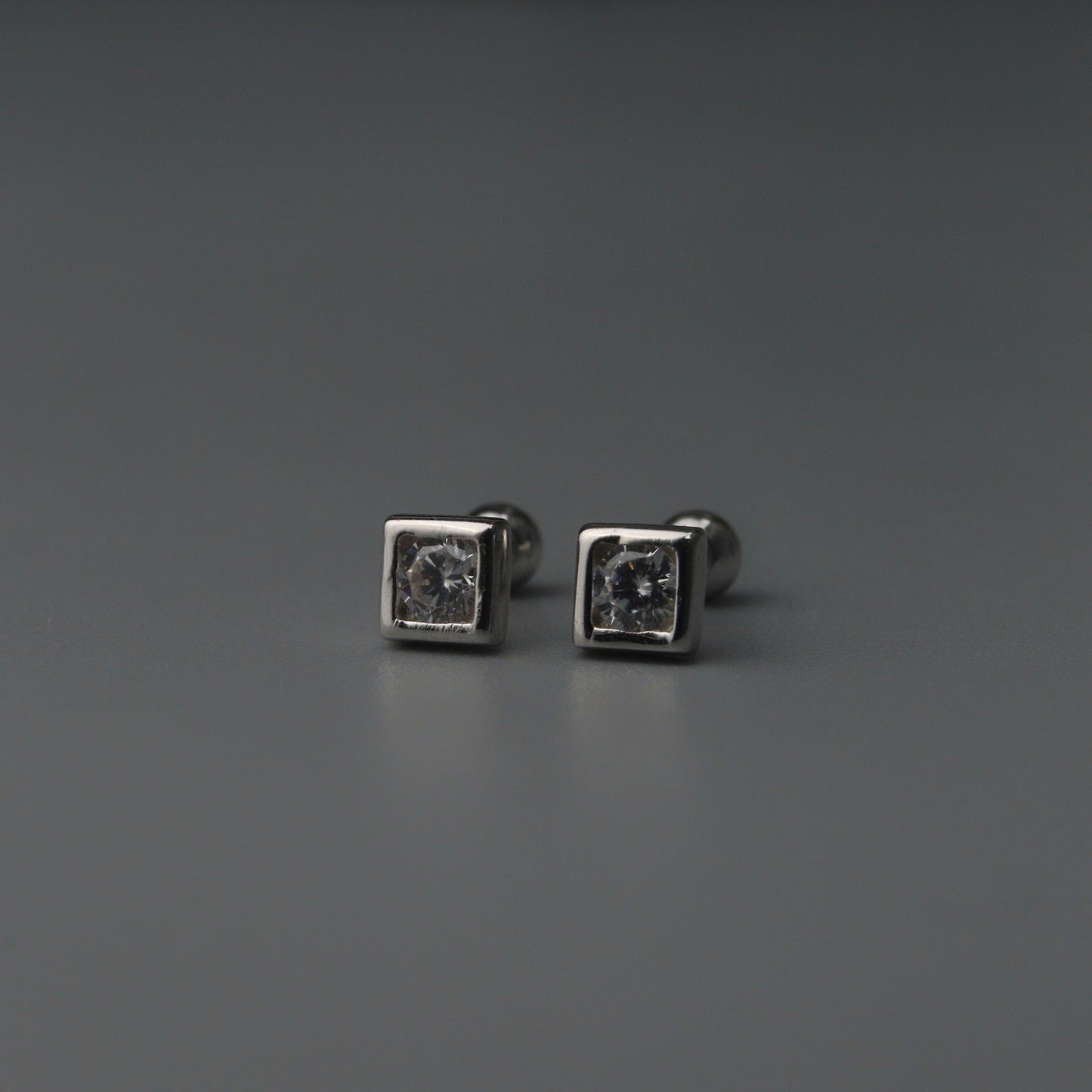 KOA S925 Silver Mini Square Embedded Stud Earrings