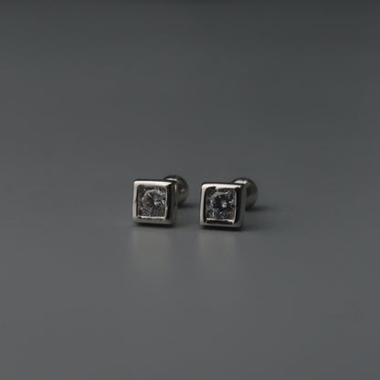 KOA S925 Silver Mini Square Embedded Stud Earrings