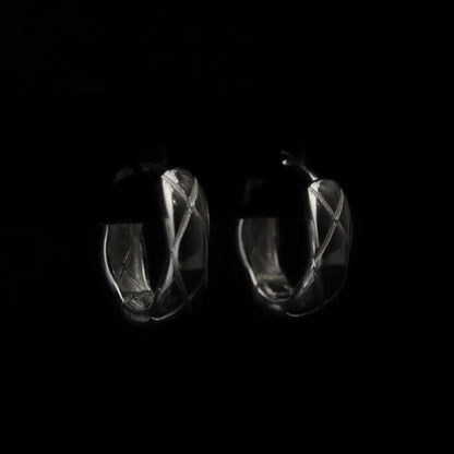 SANA S925 Silver Cross Pattern Huggie Hoop Earrings