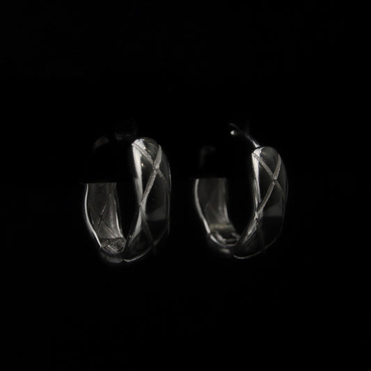 SANA S925 Silver Cross Pattern Huggie Hoop Earrings