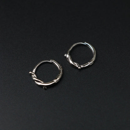 HORIAH S925 Silver Twisted Clip Earrings Women's