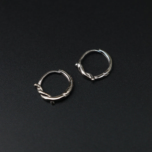 HORIAH S925 Silver Twisted Clip Earrings Women's