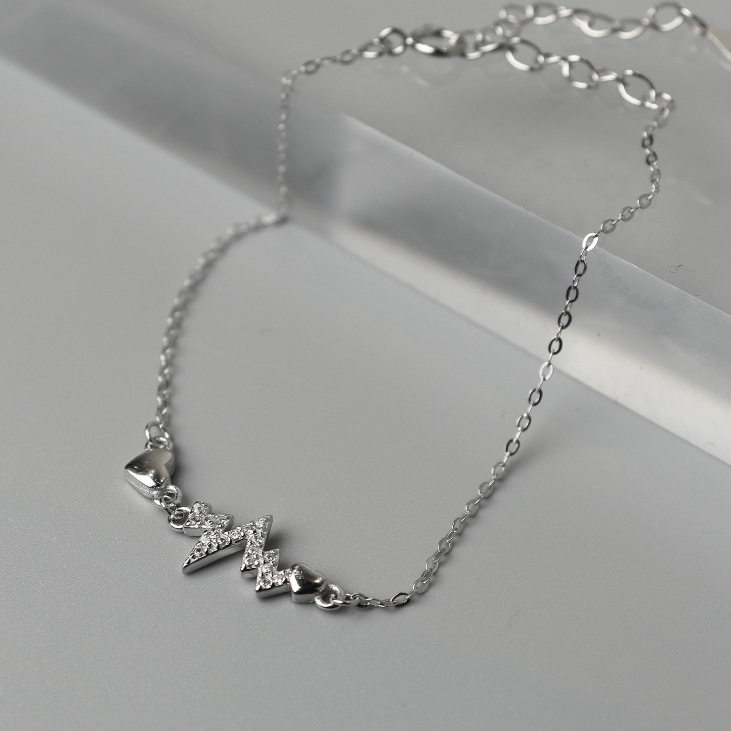 ZAFRIE S925 Silver Heartbeat for Women Men Bracelet