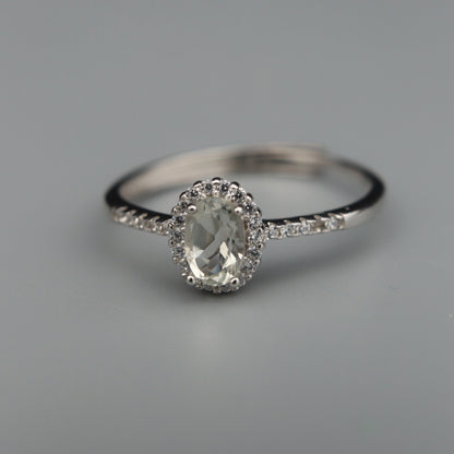 Silver Adjustable Ring Quartz Colourless Gemstone Pawnable Women's Accessories with AGCL Certification