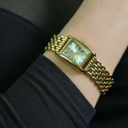 ZORIN Gold Rectangle Roman Numerical Women's Fashion Watch