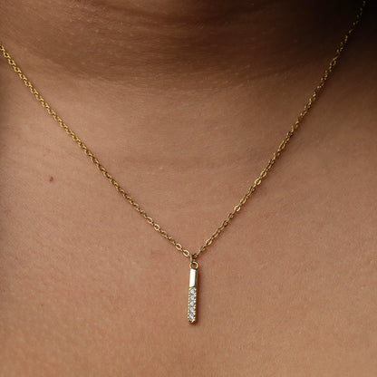LINER S925 Silver Vermeil Mini Bar Pendant Chain Necklace for Women