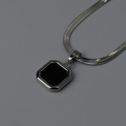 Men Jewelry FRYZER Black Square Silver Types Chain Necklace For Men's