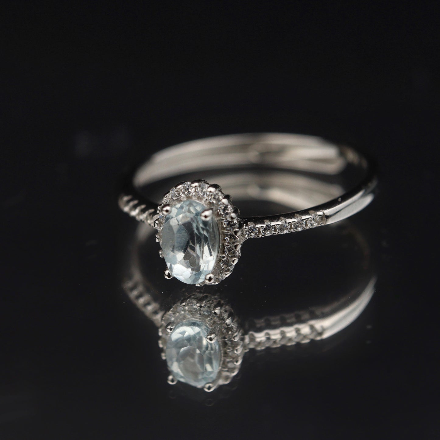 Silver Adjustable Ring Topaz Gemstone Pawnable Women's Accessories with AGCL Certification