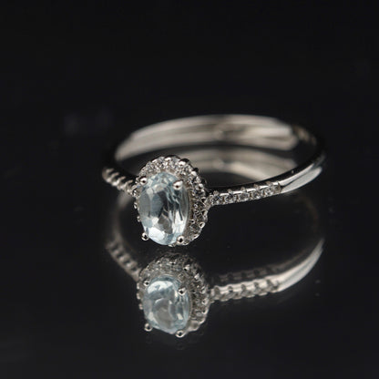 Silver Adjustable Ring Topaz Gemstone Pawnable Women's Accessories with AGCL Certification